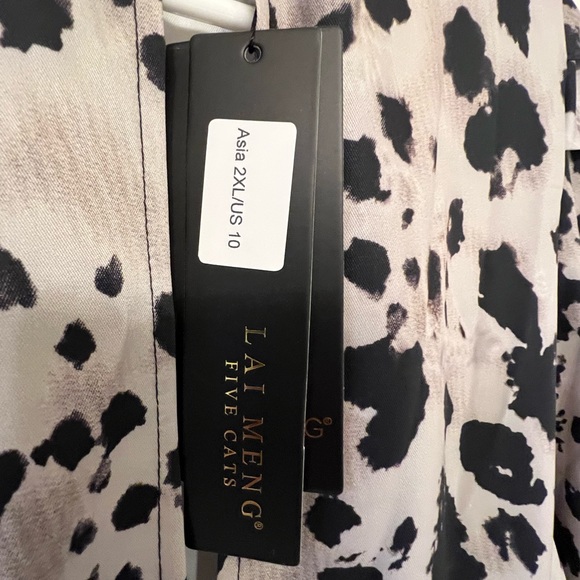 NWT Lai Meng Five Cats black and cream dress size 10 - Picture 5 of 6